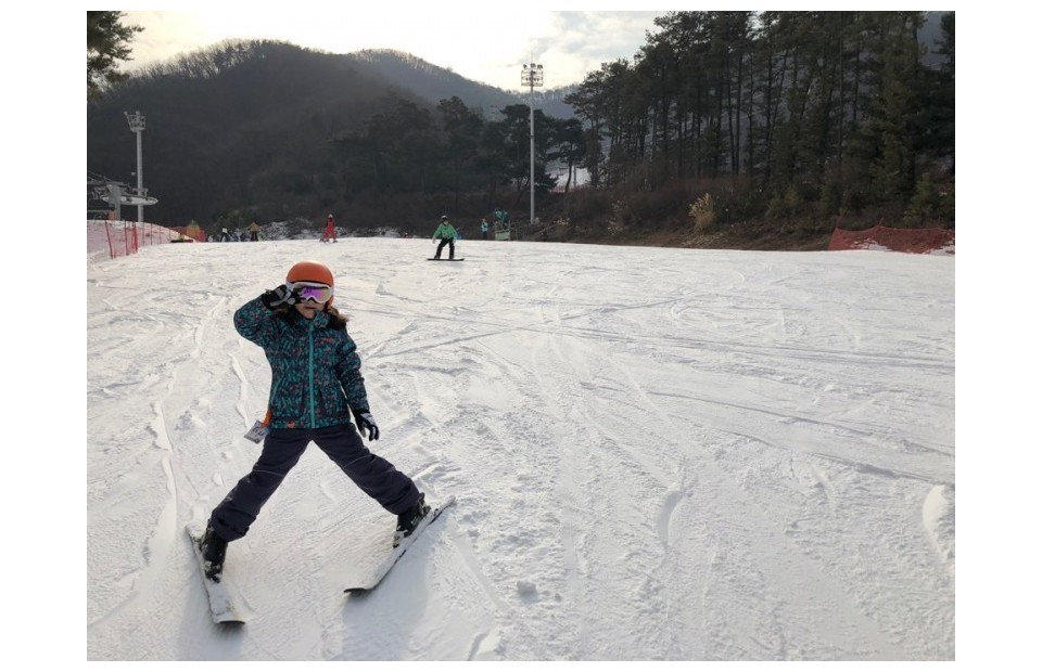 지산리조트 어린이스키강습, 1:1 초급, 스노우플라우턴 완성하기