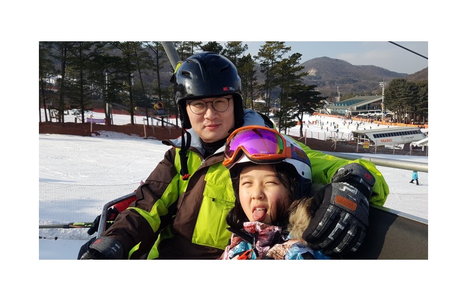 지산리조트 스키강습, 아빠와 함께 배운 기본 자세와 속도 제어