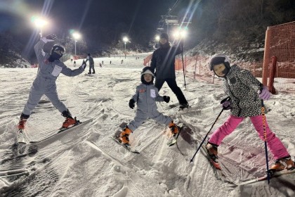 찬아의 기술등급 도전부터 아빠와 막내의 1:1 시즌강습까지, 화목한 4인 가족의 스키장 나들이